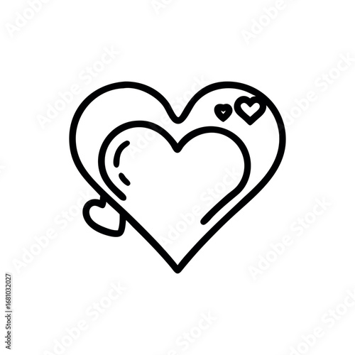 Hand Drawn Hearts Graphic Element on Transparent Background