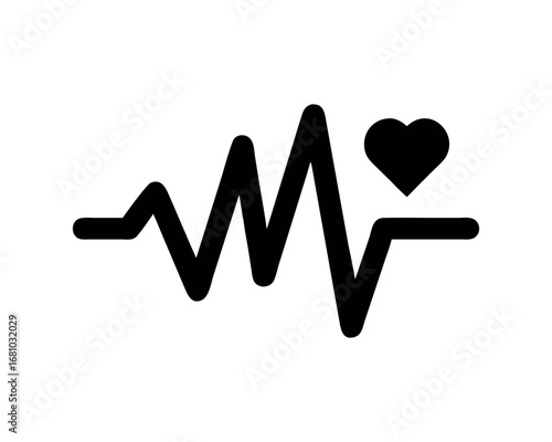 Black Heartbeat Monitor Line with Heart Icon Graphic