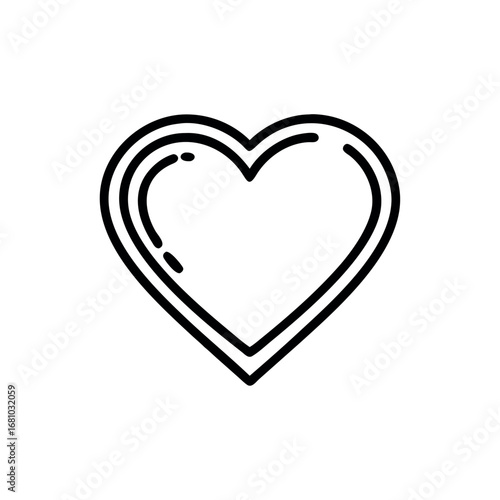 Outline Heart Shape Symbol Isolated on Transparent Background