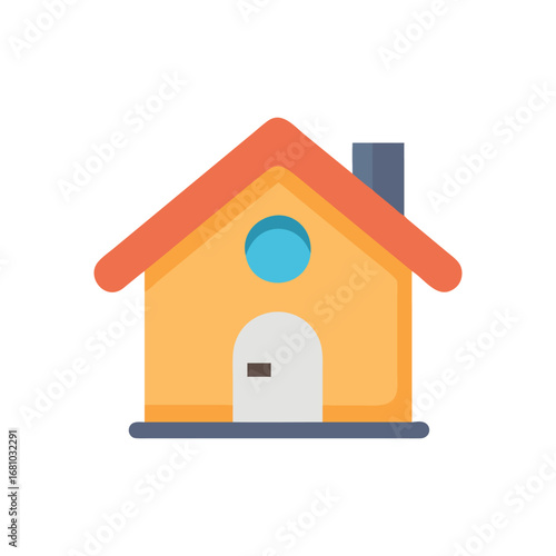 Simple Isometric House Icon on Transparent Background