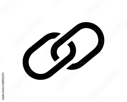 Symbol of Linked Chain Connection Isolated on White