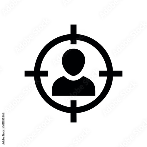 Targeted user icon centered in crosshairs symbol