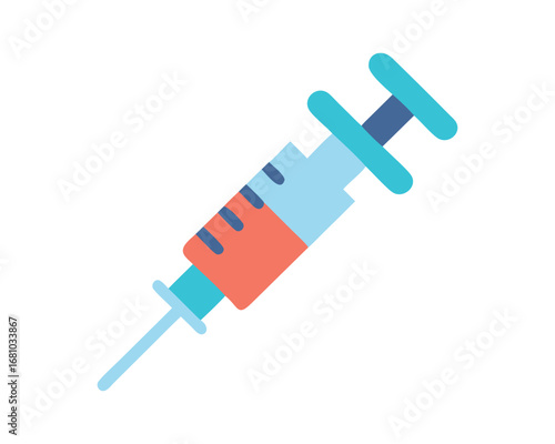 Stylized syringe with colored liquid and markings