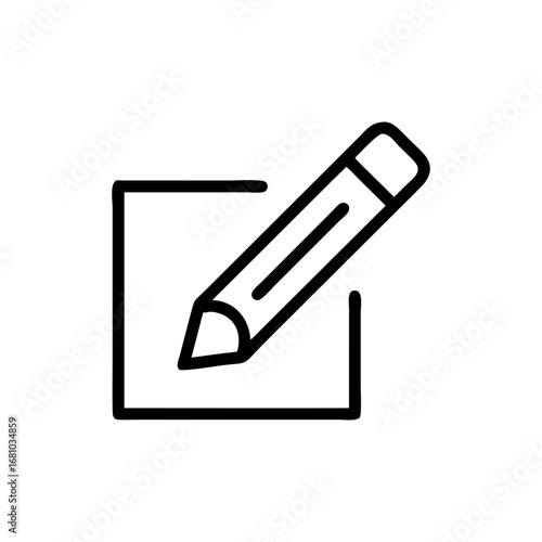 Pencil and Square Icon Symbolizing Writing and Editing