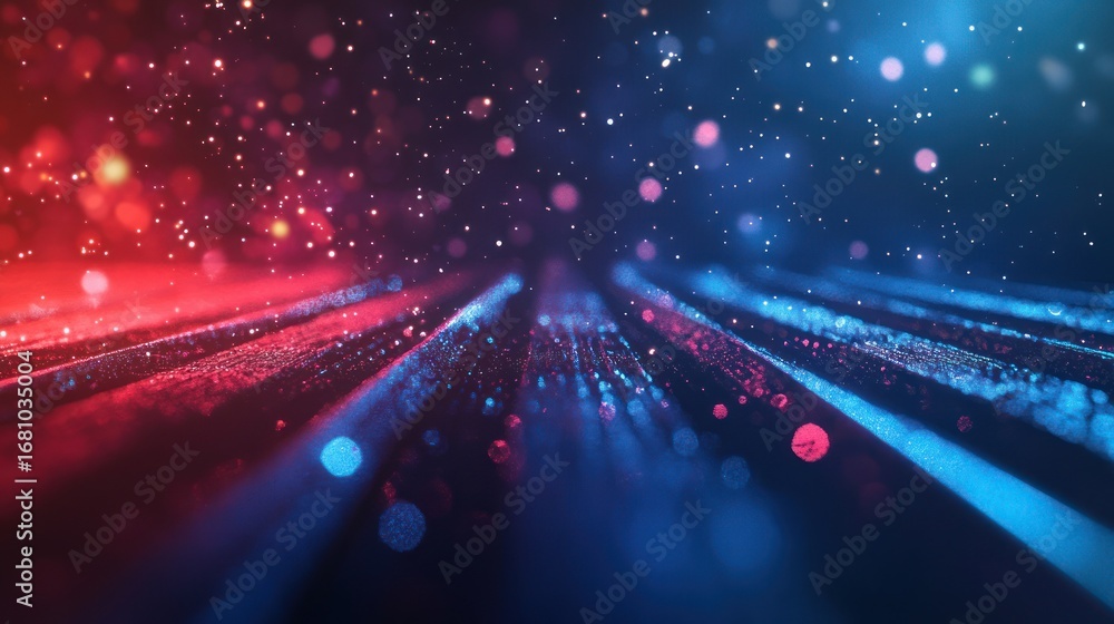 Obraz premium Abstract digital backdrop with red and blue light trails