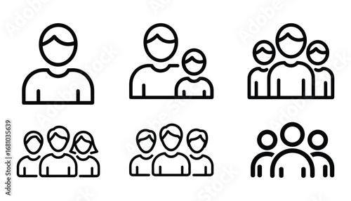 People and Community Vector Icons User, Group, Team, Family, Friends, Crowd, Society