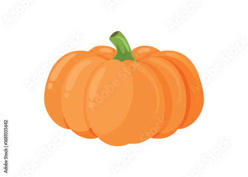 Orange Pumpkin with Green Stem on Transparent Background