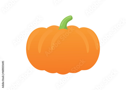 Orange pumpkin with green stem isolated on white