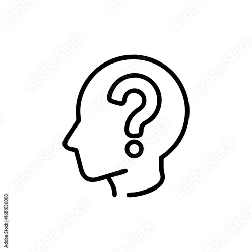 Outline of a human head with a question mark inside