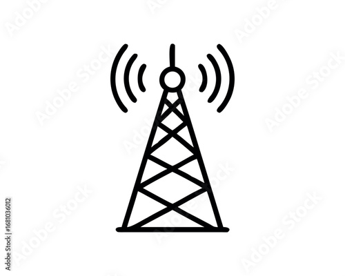 Transmission Tower with Signal Waves Symbol