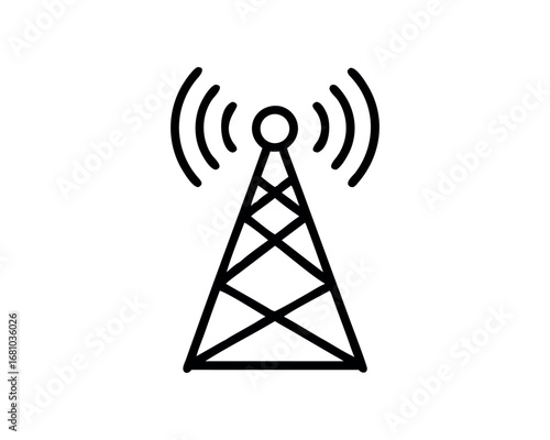 Transmission Tower Icon Symbol with Signal Waves