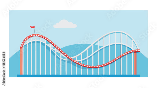 Roller coaster theme park ride amusement park fun thrill ride extreme ride vector illustration design