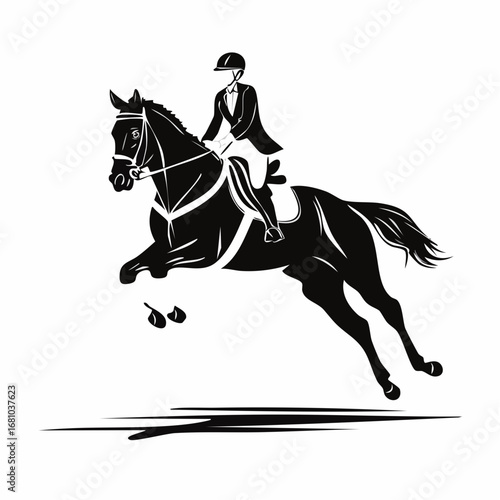 Equestrian Jumping Images vector isolated on white background.