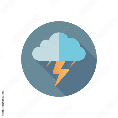 Cloud with lightning bolt flat icon graphic