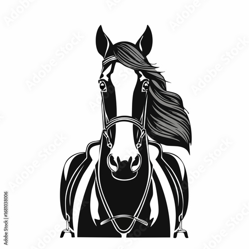 Equestrian Vector Images. Front View Equestrian Vector Images on white background.