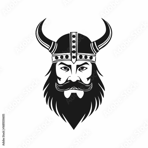 Viking Head Vector. Viking head logo silhouette Viking mascot illustration design