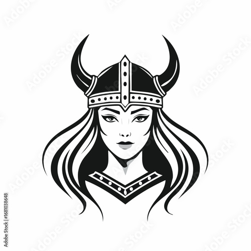 Viking Head Vector. Viking head logo silhouette Viking mascot illustration design