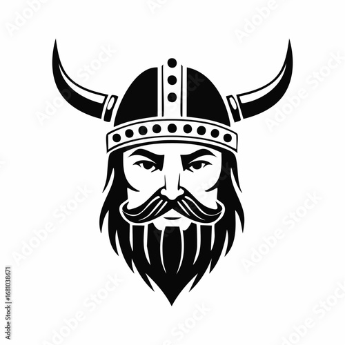 Viking Head Vector. Viking head logo silhouette Viking mascot illustration design
