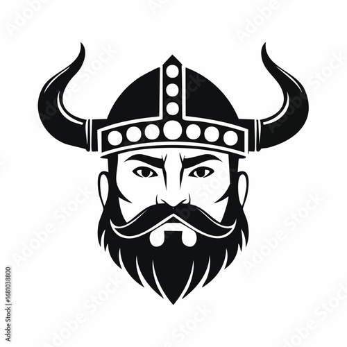 Viking Head Vector. Viking head logo silhouette Viking mascot illustration design