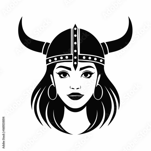 Viking Head Vector. Viking head logo silhouette Viking mascot illustration design