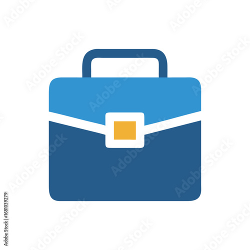 Simple modern blue briefcase icon on transparent background