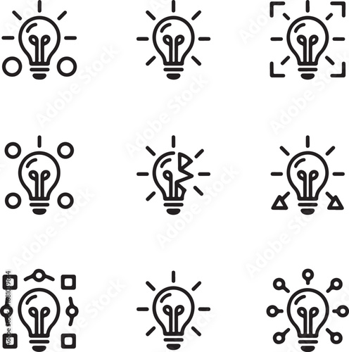 light bulb lamp icon vector set
