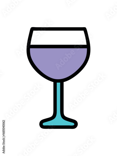 A simple graphic representation of a wine glass filled with pale purple liquid