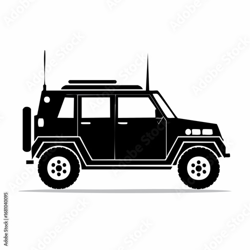 Modern Armored Car Vector Images. Black and white Armored Car Vector on white background.