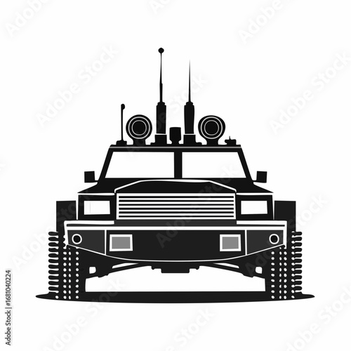 Modern Armored Car Vector Images. Black and white Armored Car Vector on white background.