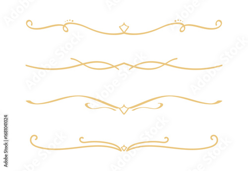 Set of Vintage decorative golden lines. text dividers. Gold line border. Lines separators, Borders, Vintage dividers, Underline elements. Vector illustration