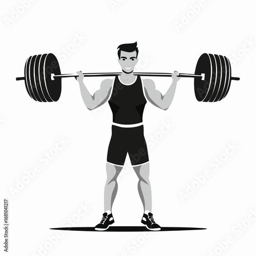 Athlete Lifting Barbell Vectors and Illustrations on white background.