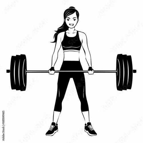 Athlete Lifting Barbell Vectors and Illustrations on white background.