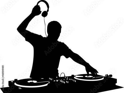pose of DJ silhouette illustration
