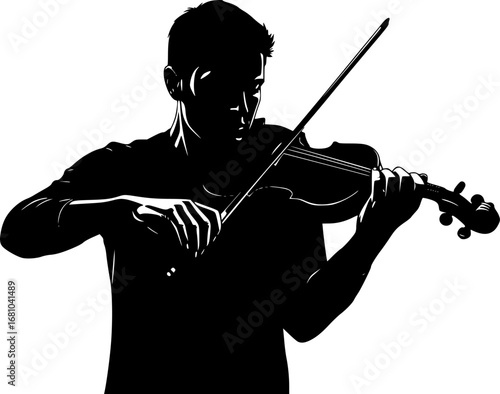 silhouette of a violinist , set of silhouette violin player
