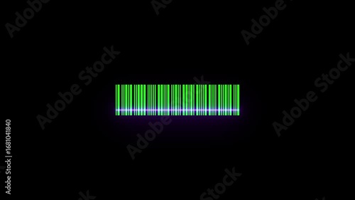 Bar code animation with laser beam. Laser beam barcode scanning motion graphics. Laser beam barcode scanner 4k video footage.