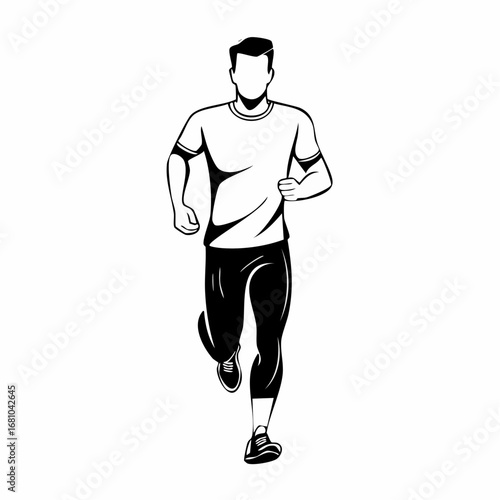 Man Jogging Front View vector image isolated on white background.