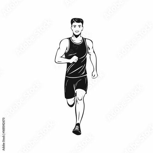 Man Jogging Front View vector image isolated on white background.