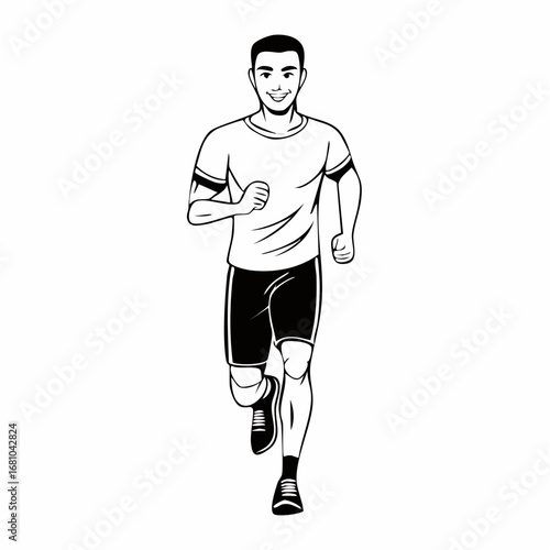 Man Jogging Front View vector image isolated on white background.