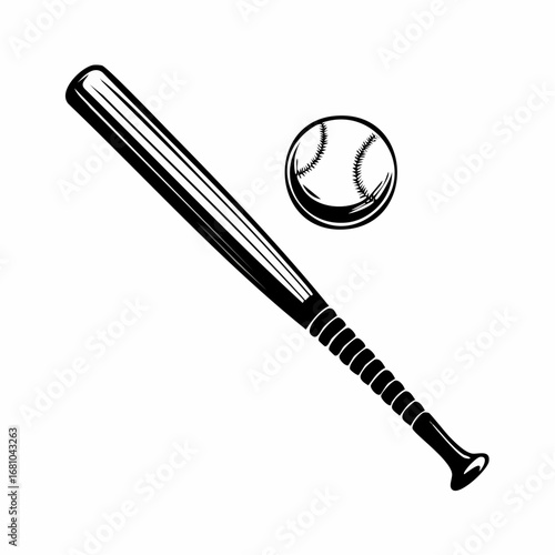 Baseball bat base ball black Cut Out Stock Images vector on white background.