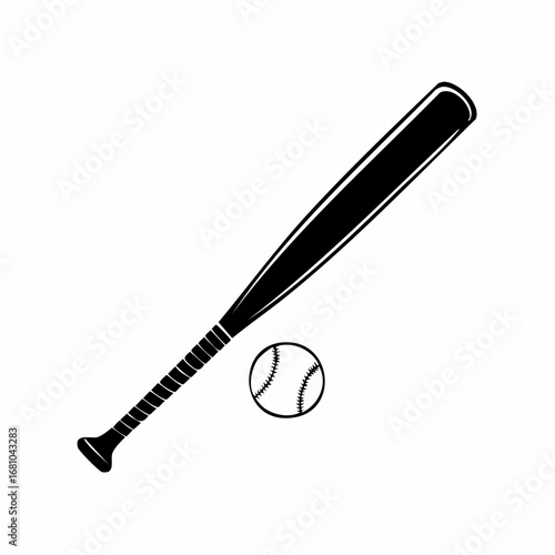 Baseball bat base ball black Cut Out Stock Images vector on white background.