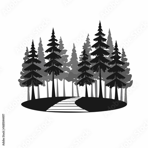 Forest with footpath image vector isolated on white background.