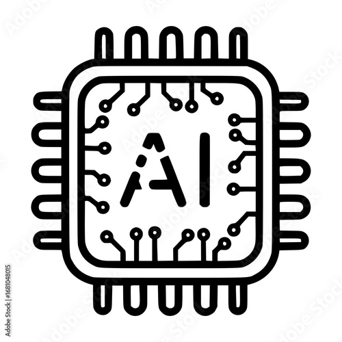 AI Processor Icon Depicting Modern Technology and Artificial Intelligence Concept
