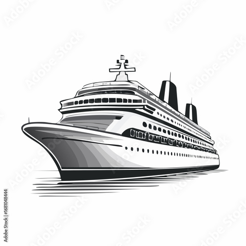Cruise ship boat transport vector illustration on white background.