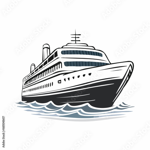 Cruise ship boat transport vector illustration on white background.
