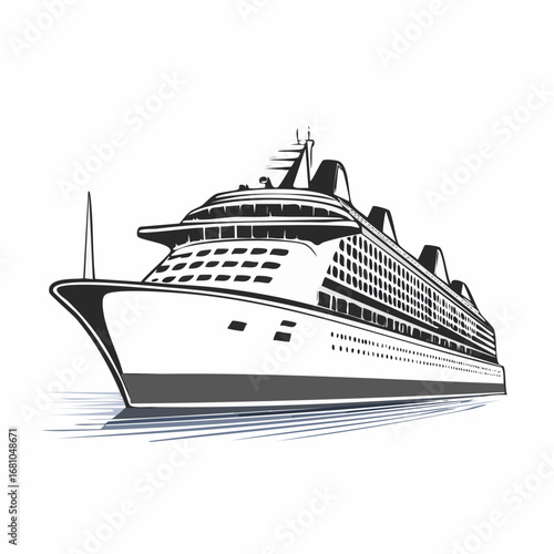 Cruise ship boat transport vector illustration on white background.