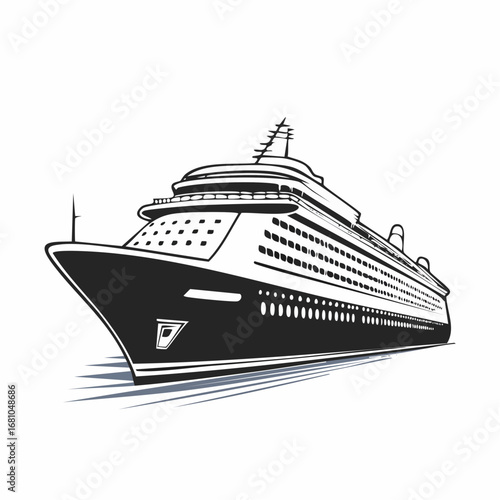 Cruise ship boat transport vector illustration on white background.