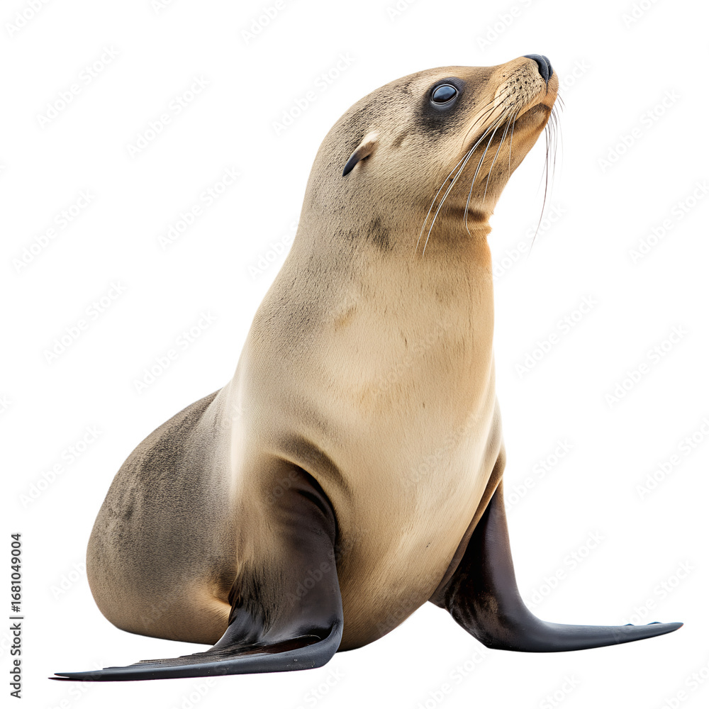 Naklejka premium Seal animal cute wildlife nature ocean sea mammal marine aquatic portrait adorable looking up isolated