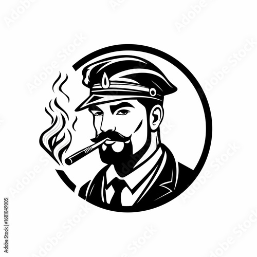 Stylish Smoker man logo design vector isolated on white background.