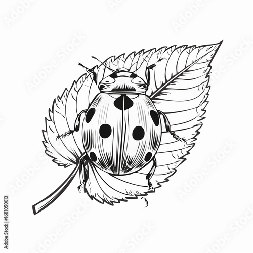 Ladybug on leaf image vector. Illustration of natural vector image.