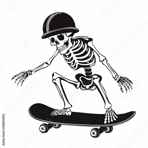 Skeleton riding skateboard vector Stock Illustration Design on white background.
